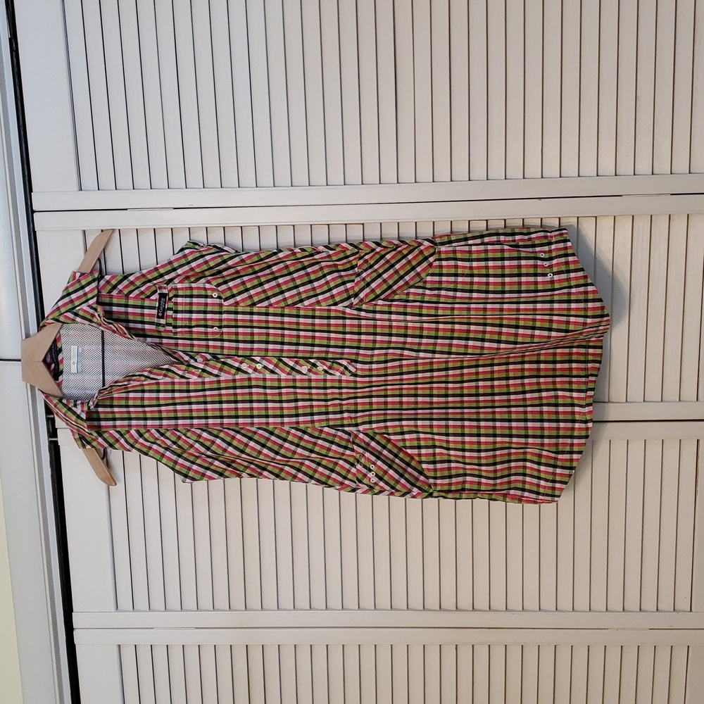 Columbia Dress Pink/Purple Plaid PFG Super Bonehead Fishing Button Up, Sz Medium